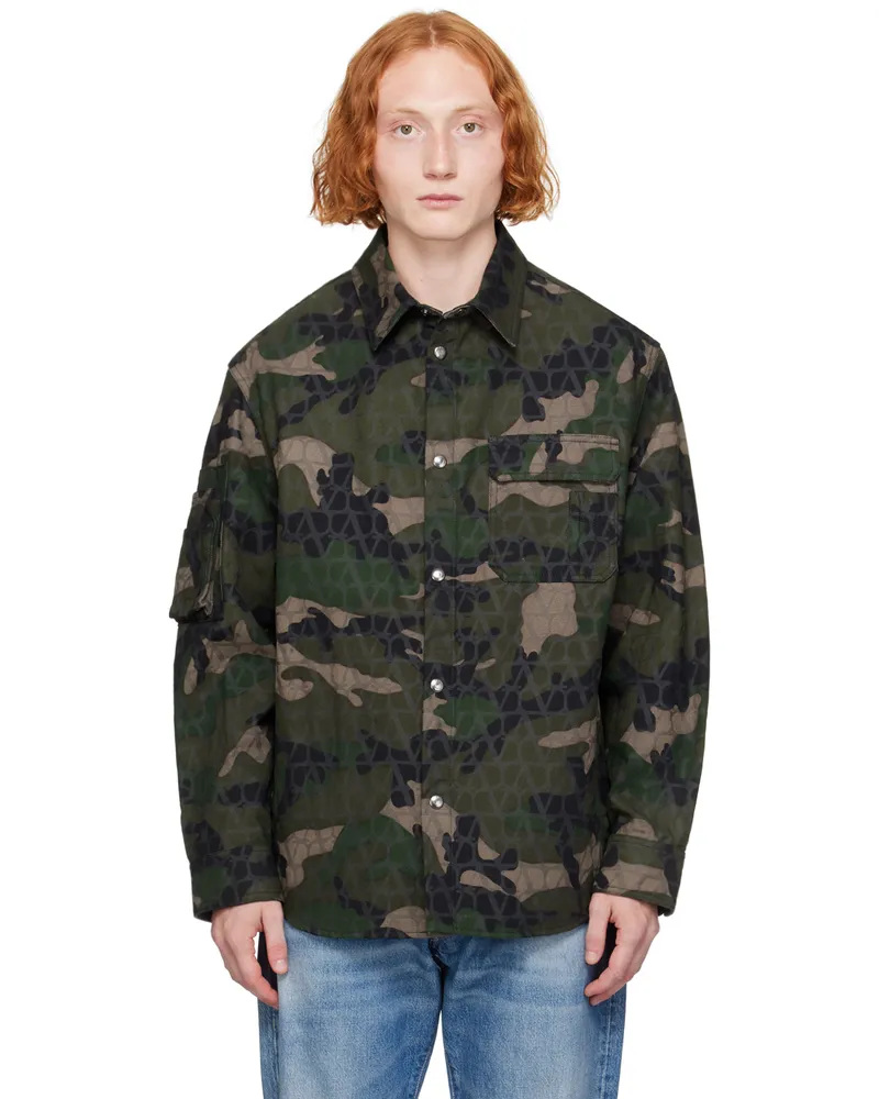 Valentino Garavani Green Camouflage Jacket Aa5