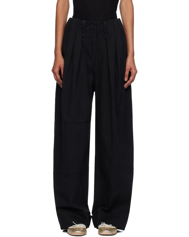 OPEN YY Black Full Gather Trousers Black