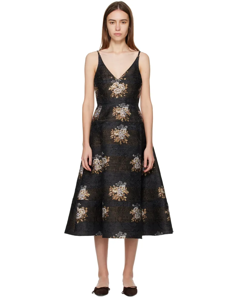 Erdem Black Doris Midi Dress Black