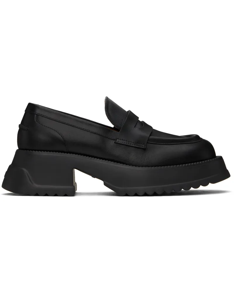 Marni Black Leather Platform Sole Loafers 00n99