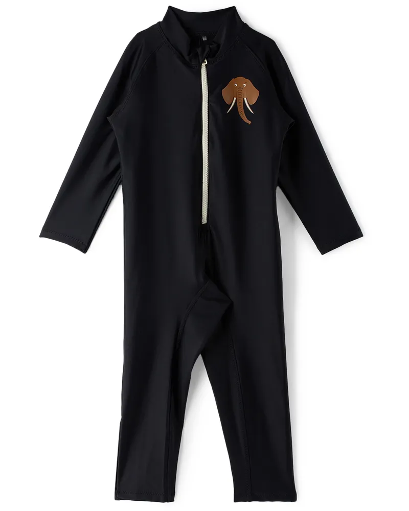 Mini Rodini Kids Black Elephant One-Piece Swimsuit Black