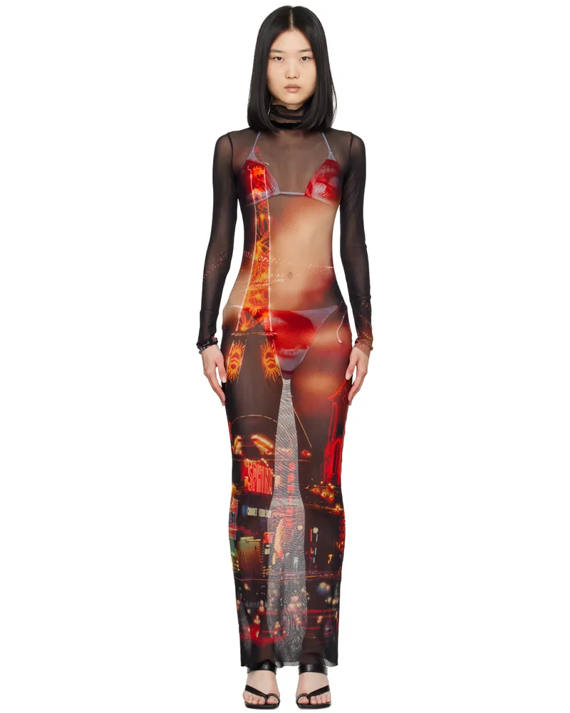 Jean Paul Gaultier Red 'The Pigalle' Maxi Dress 00301550-black