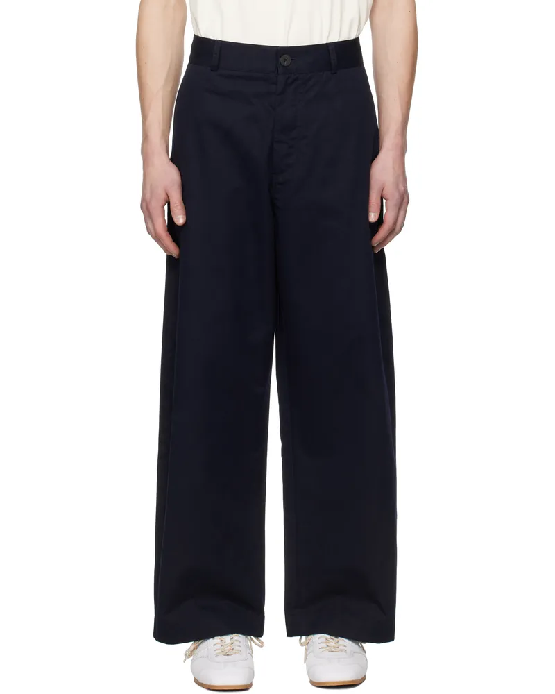 Studio Nicholson Navy Bosworth Trousers Darkest
