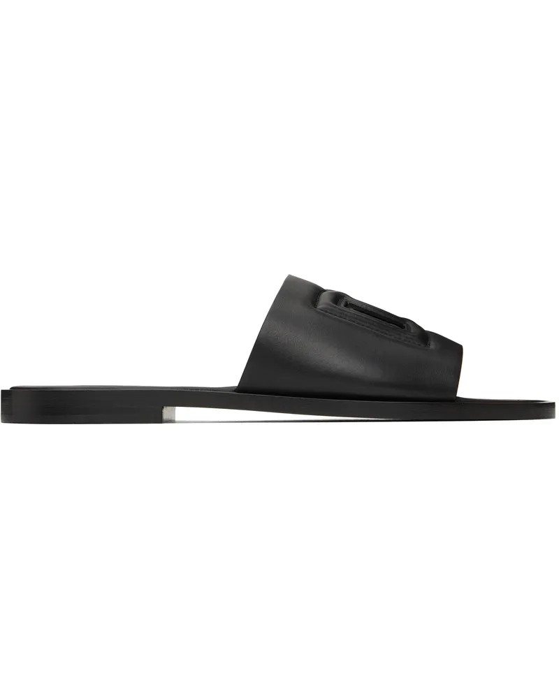 Dolce & Gabbana Black Calfskin Pool Slides 80999