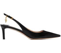 Black Shiny Leather Angelina Heels