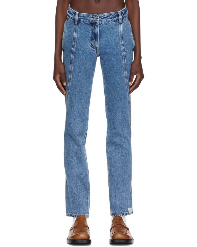 Adererror Blue Curved Seam Jeans Blue