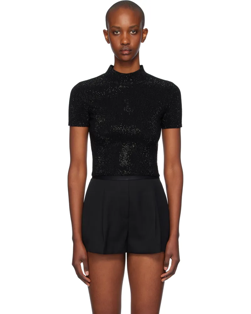 Alexander Wang Black Crystal Hotfix T-shirt Black