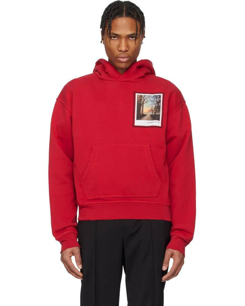 Helmut Lang Red River Postcard Hoodie Bordeaux