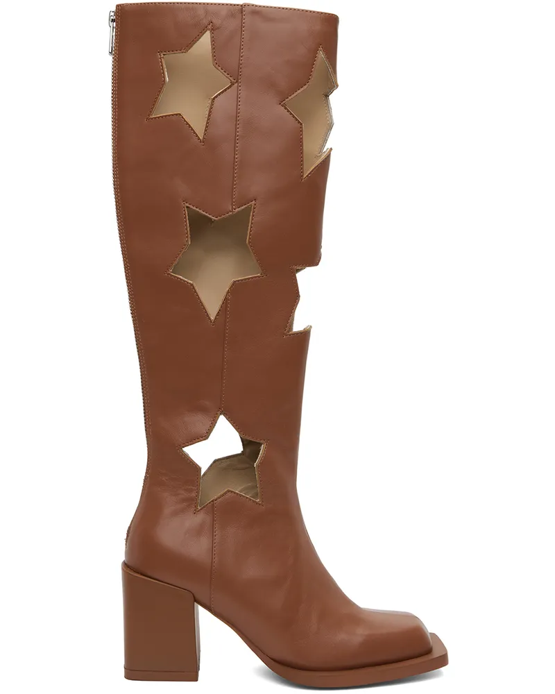 ANDREJ GRONAU SSENSE Exclusive Brown Star Cut Boots Brown