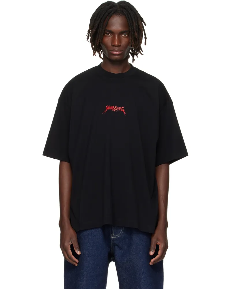 VETEMENTS Black Metal Logo Regular T-shirt Black
