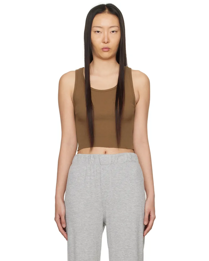 ÉTERNE Brown Cropped Tank Top Earth
