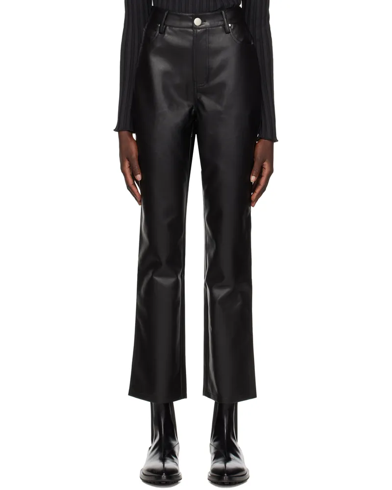 THIRD FORM Black Straight-Leg Faux-Leather Trousers Black