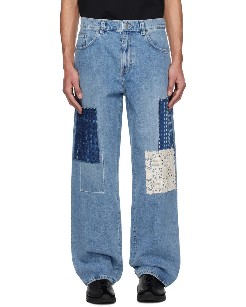Axel Arigato Blue Patchwork Relaxed Jeans Light