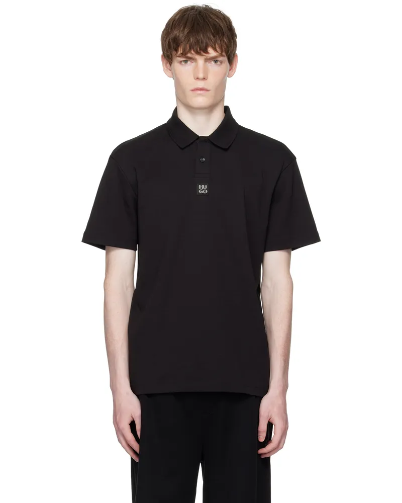 HUGO BOSS Black Interlock-Cotton Stacked Logo Polo 002-black