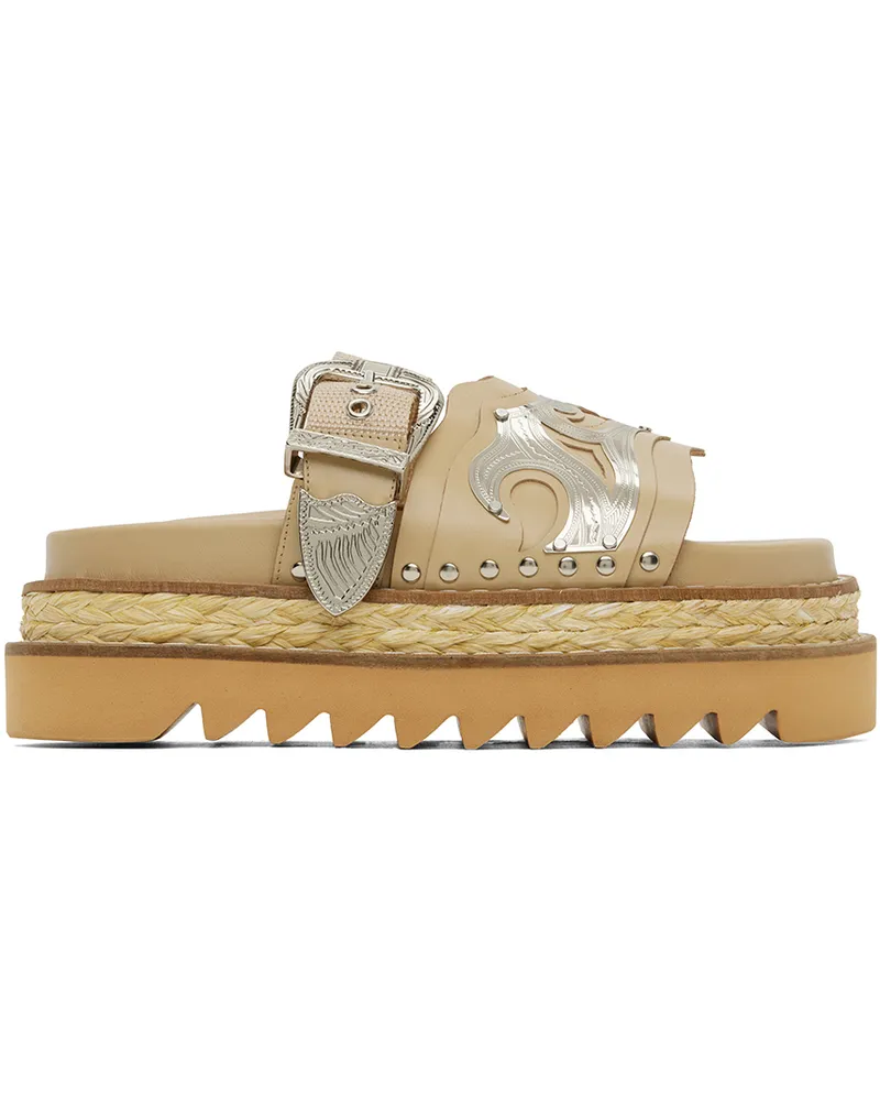 Toga Beige Leather Platform Sandals Beige