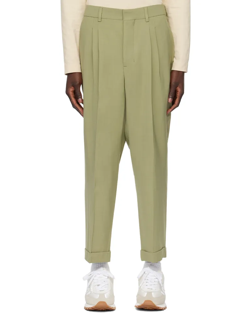 AMI Paris Green Carrot-Fit Trousers Olive