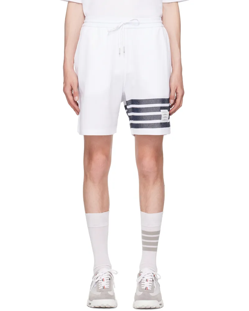 Thom Browne White 4-Bar Shorts 100