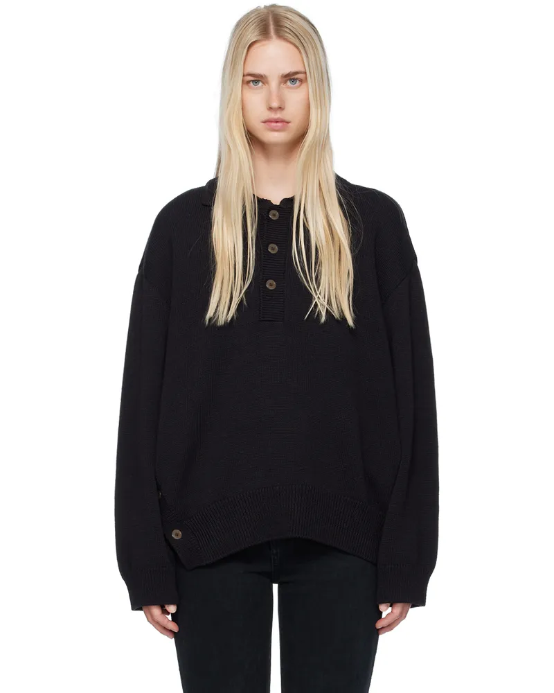 Youth Black Asymmetric Polo Black