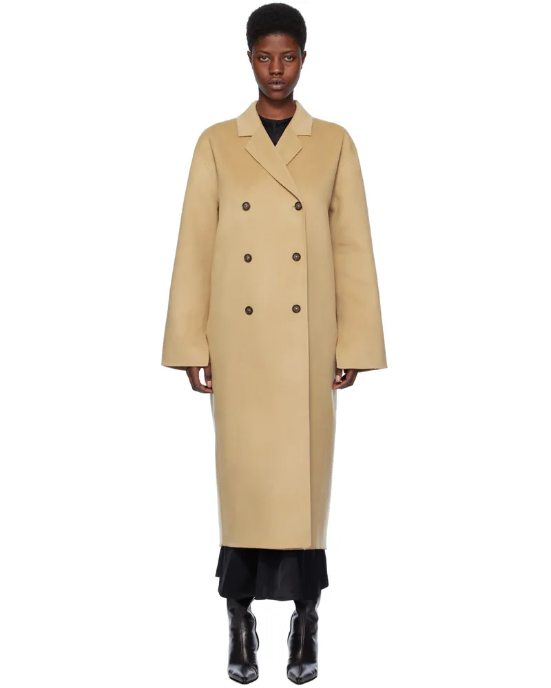 Totême Beige Double-Breasted Coat 091