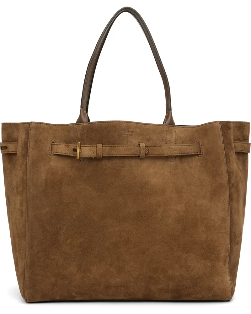 Tom Ford Brown Suede Audrey Large Tote 1b033