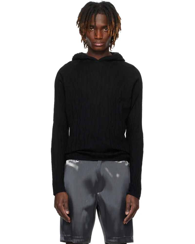 Heliot Emil Black Sortsol Knit Hoodie Black