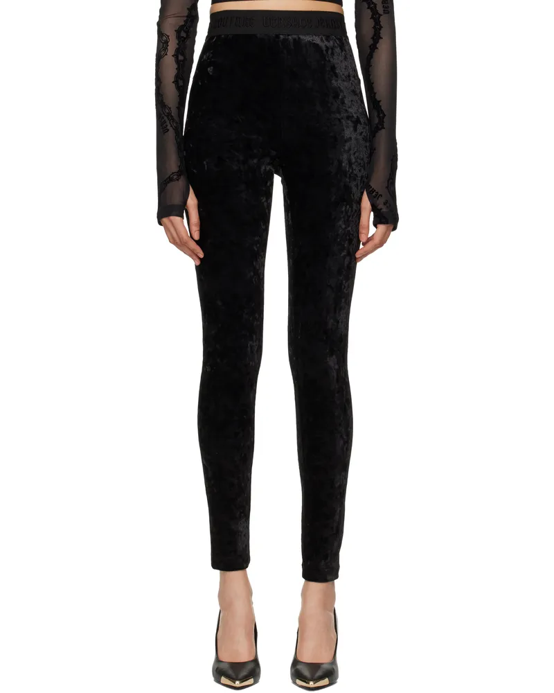 Versace Jeans Black Velvet Leggings E899