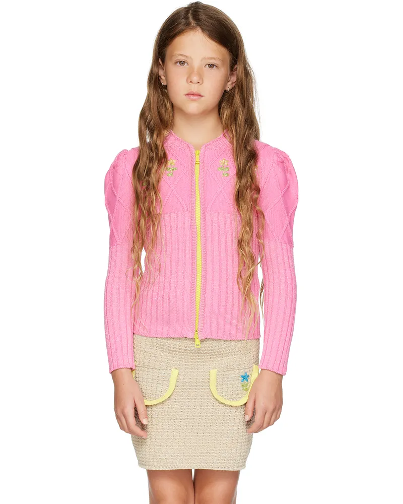 CORMIO Kids Pink Zip-Up Cardigan Ortensia