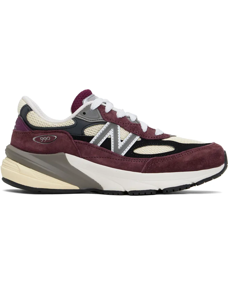 New Balance Burgundy & Beige 'Made in USA' 990v6 Sneakers Burgundy
