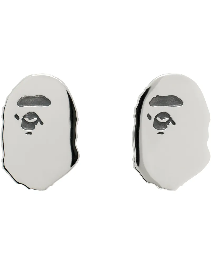 BAPE Silver Ape Head Earrings Silver