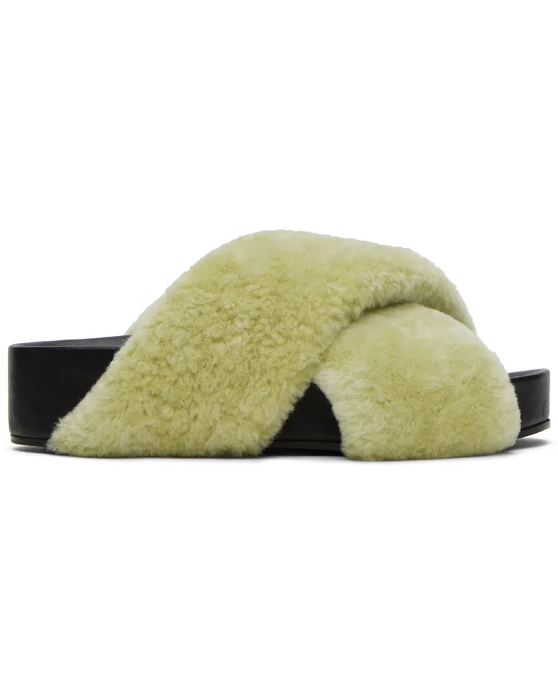 Jil Sander Green Shearling Slides 310