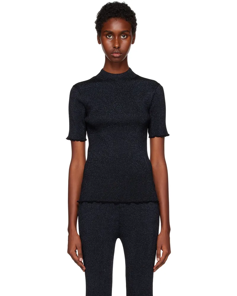 3.1 phillip lim Navy Marled T-Shirt Black-midnight