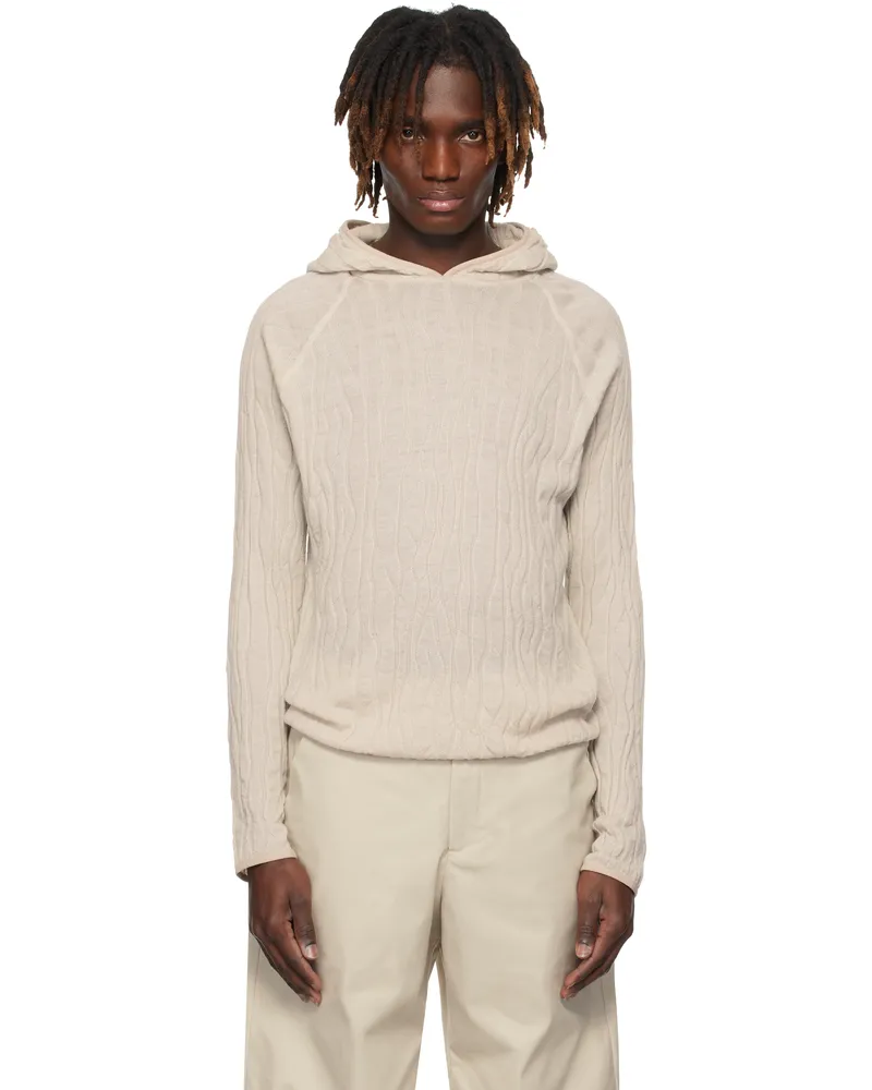 Heliot Emil Off-White Sortsol Knit Hoodie Stone