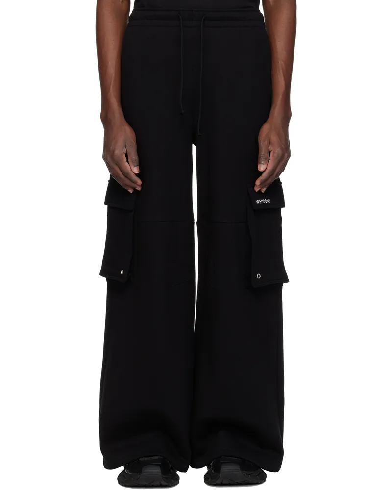 WE 11 DONE Black Cargo Sweatpants Black