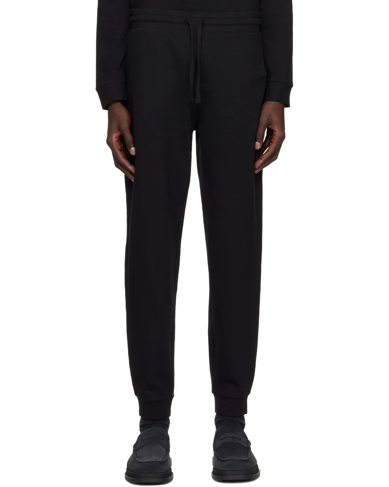 HUGO BOSS Black Cotton-Blend Embroidered Logo Sweatpants 001-black