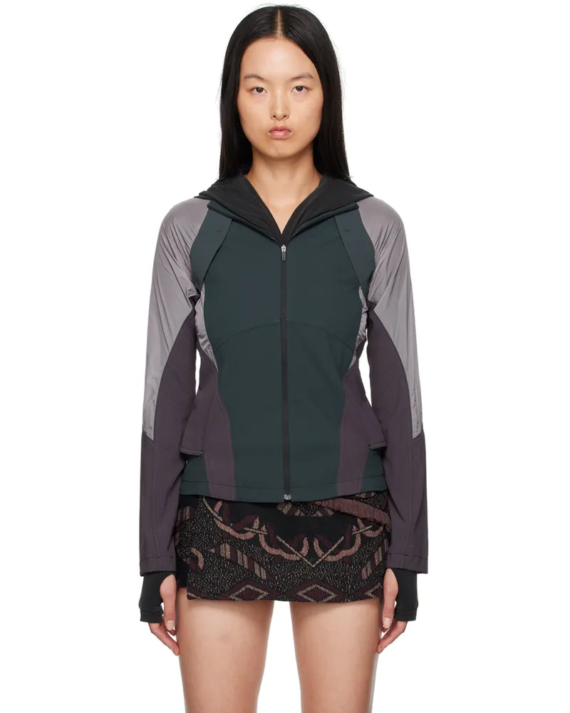 Hyein Seo Purple Paneled Windbreaker Jacket Ash