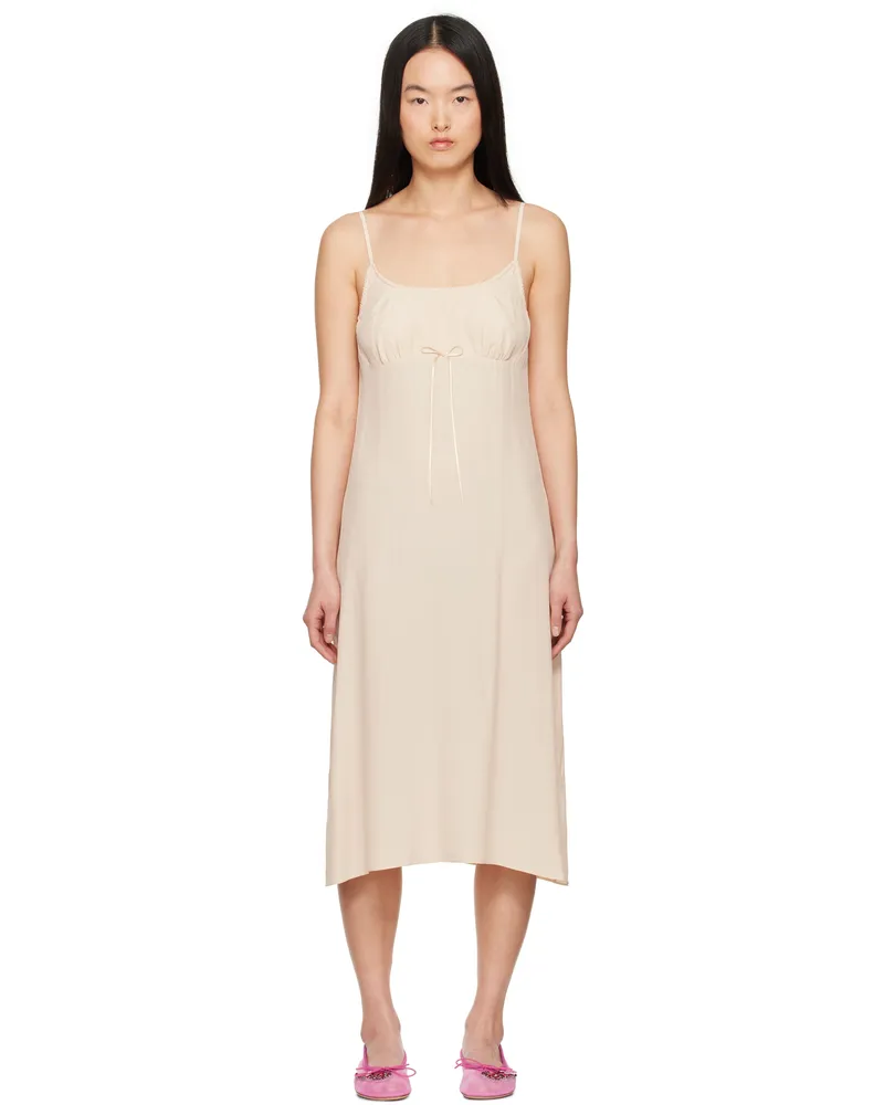 Simone Rocha Beige Negligee Bow Midi Dress Nude