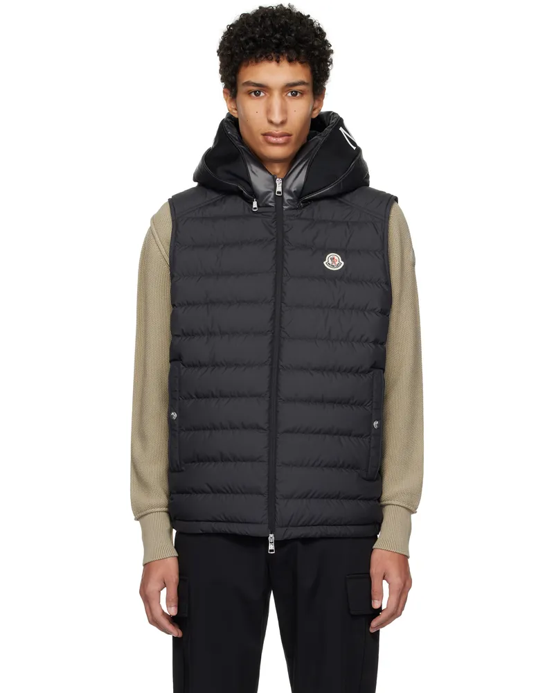 Moncler Black Bourget Hooded Down Vest 999