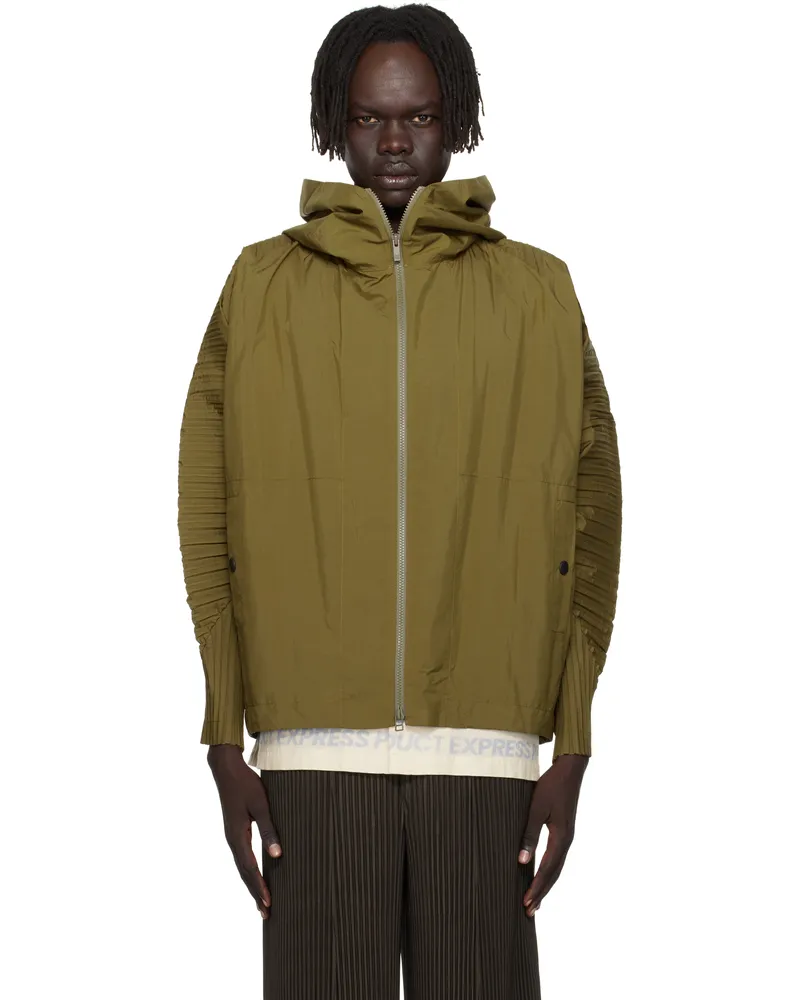 Issey Miyake Khaki Cascade Jacket 65-khaki