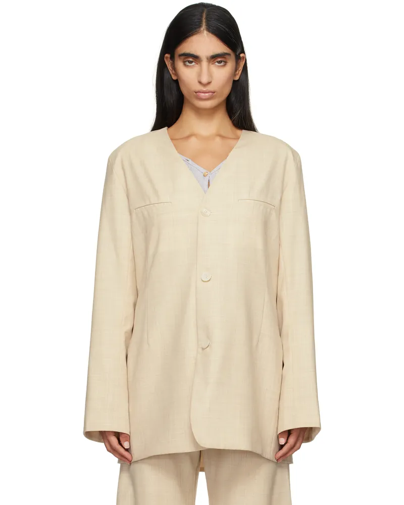 Lauren Manoogian Beige Fine Lana Blazer Em01