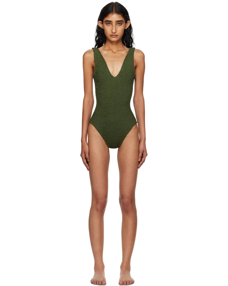 Hunza G Khaki Sadie Swimsuit Metallic