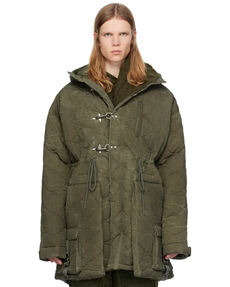 Andersson Bell Khaki Lace-Up Fishtail Coat Khaki