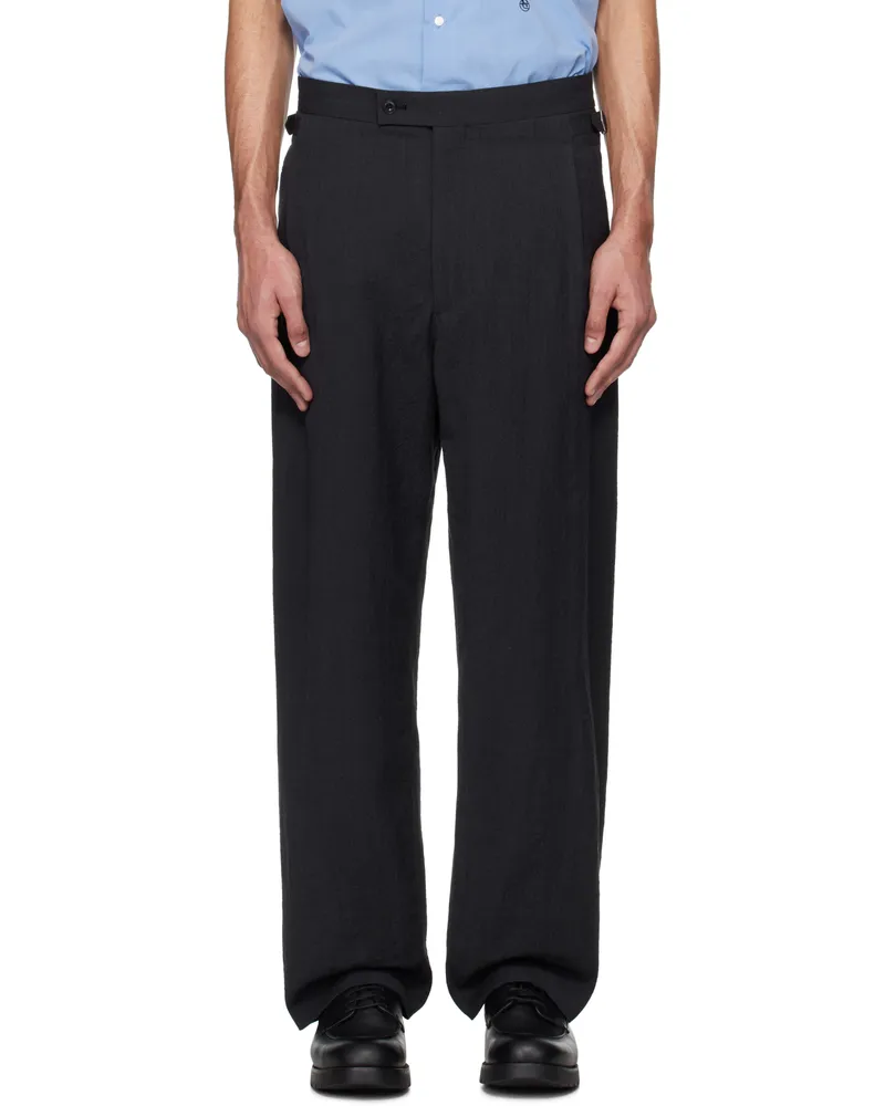 nanamica Gray Seamless Pleat Trousers Charcoal