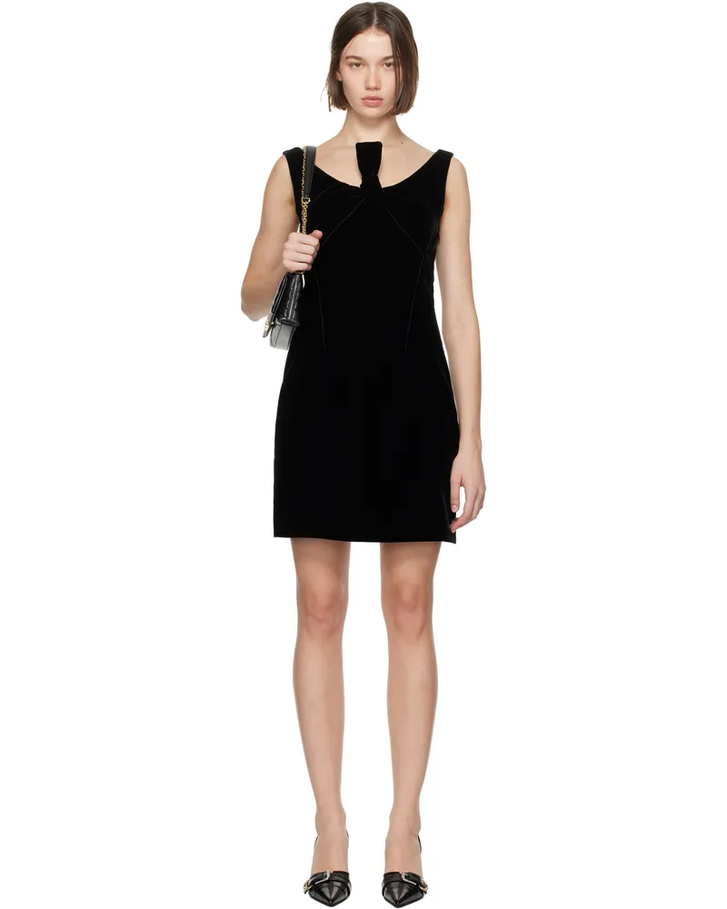 Givenchy Black Velvet Bow Detail Mini Dress 001-black