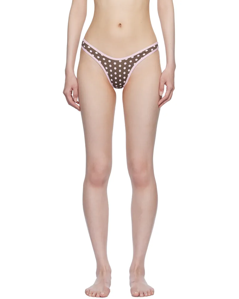 Frankies Bikinis Brown & Pink Full Moon Micro Bikini Bottom Coco