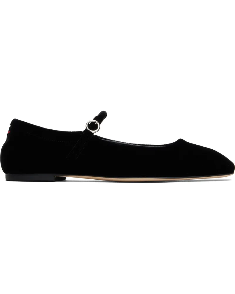 aeyde Black Uma Velvet Mary-Jane Ballerina Flats Black