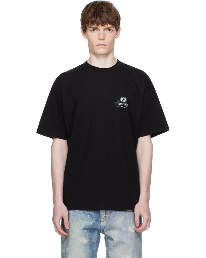 REPRESENT Black Grand Vintage Hand Drawn T-Shirt Jet