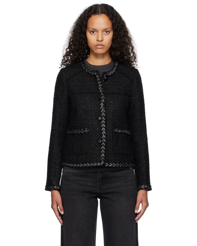 Rag & Bone Black Mirabelle Tweed Jacket Blk