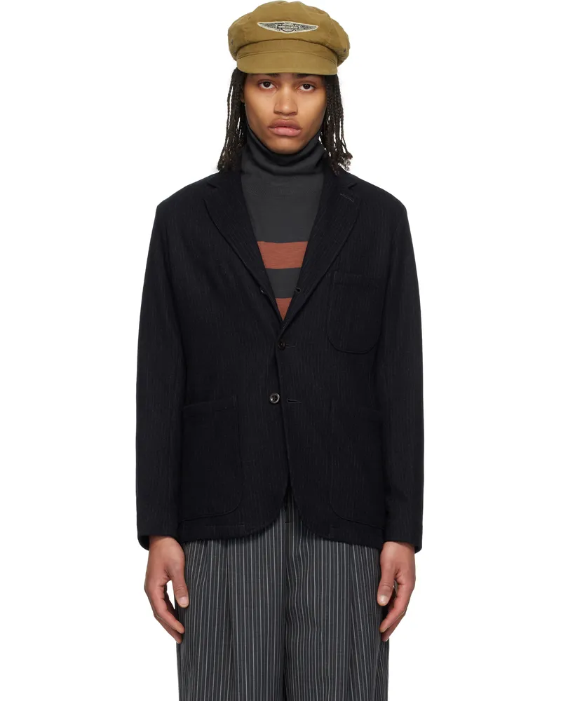 RRL Navy Unconstructed Jacquard-Knit Sport Blazer Navy