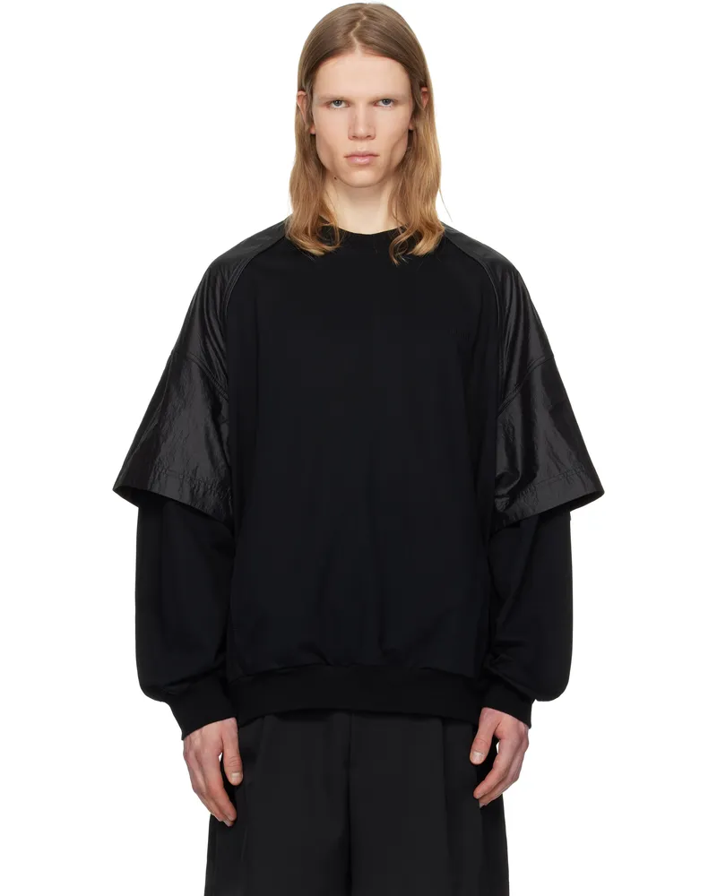 JUUN.J Black Nylon Dual Layer Sweatshirt Black