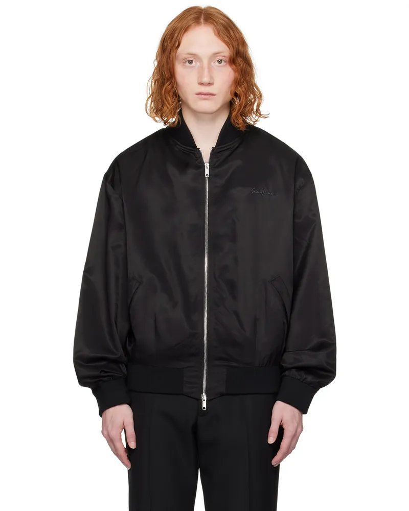 Second/Layer Black Silky Bomber Jacket Black